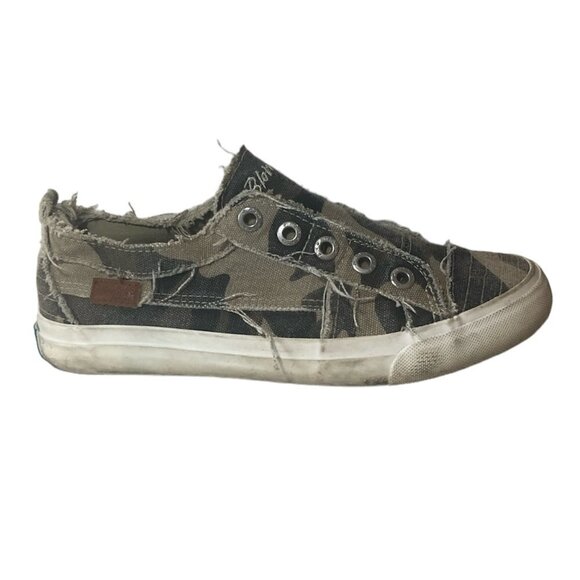 BLOWFISH Sneaker Women's Size US7-7.5 Green Tan Camo Print Slip On Shoes - Picture 10 of 10